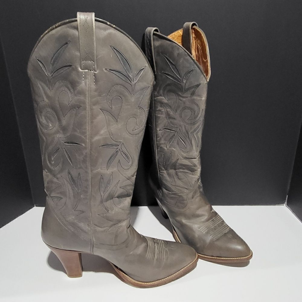 Dan Post Women's Gray Leather Western Cowgirl Boots